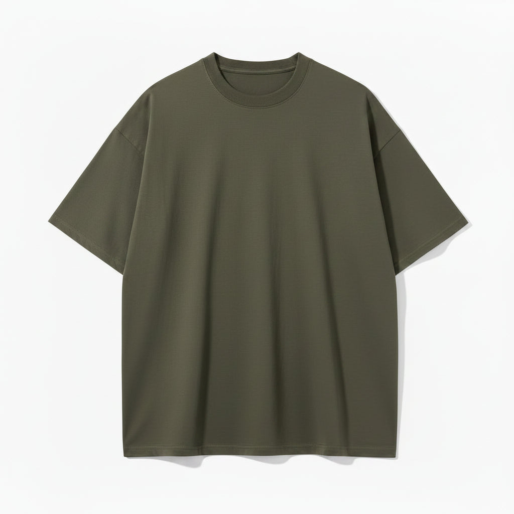 T-shirt Oversize Vert Kaki Pastel — 100% Coton Premium