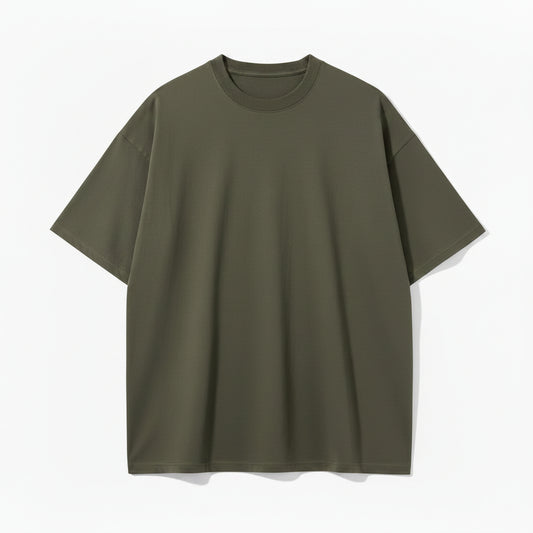 T-shirt Oversize Vert Kaki Pastel — 100% Coton Premium